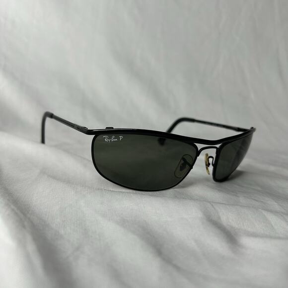 62mm RAY BAN RB3119 006/48 OLYMPIAN BLACK POLARIZED CRYSTAL FLEX WRAP SUNGLASSES - Picture 1 of 10